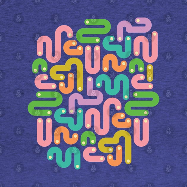 JELLY BEANS Squiggly New Wave Postmodern Abstract 1980s Geometric in Bright Summer Pink Orange Mustard Green Purple Pink with Cream Dots - UnBlink Studio by Jackie Tahara by UnBlink Studio by Jackie Tahara